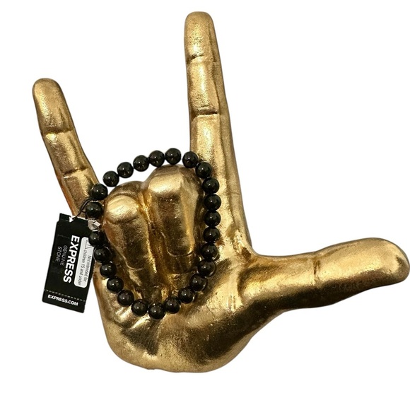 Express Men’s Genuine Stone Stretch Bracelet – Black Onyx / Agate – NWT - Picture 6 of 6